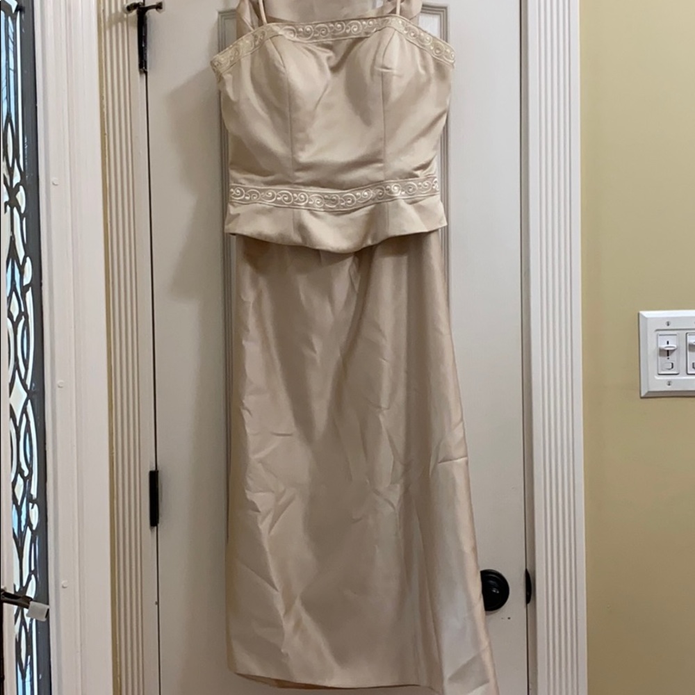 2 piece Gold Mori Lee Bridesmaid/MOTB top & skirt